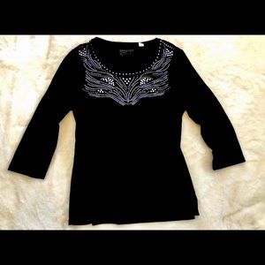 Chico’s/ zenergy 3/4 sleeve Black knit rhinestone